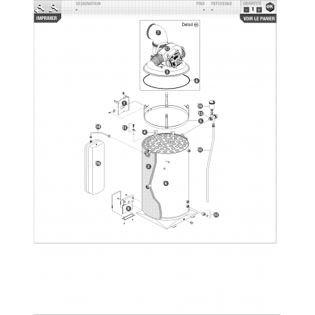 Corps de chauffe + Calorifuge/joints HV32 Mixte/C.S 96.38->00.13 FRISQUET réf : 405271