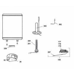 Ensemble Thermostat supérieur à 1200W pour Version Verticale Murale Mono-phasé TEC2012 Réf : 029324